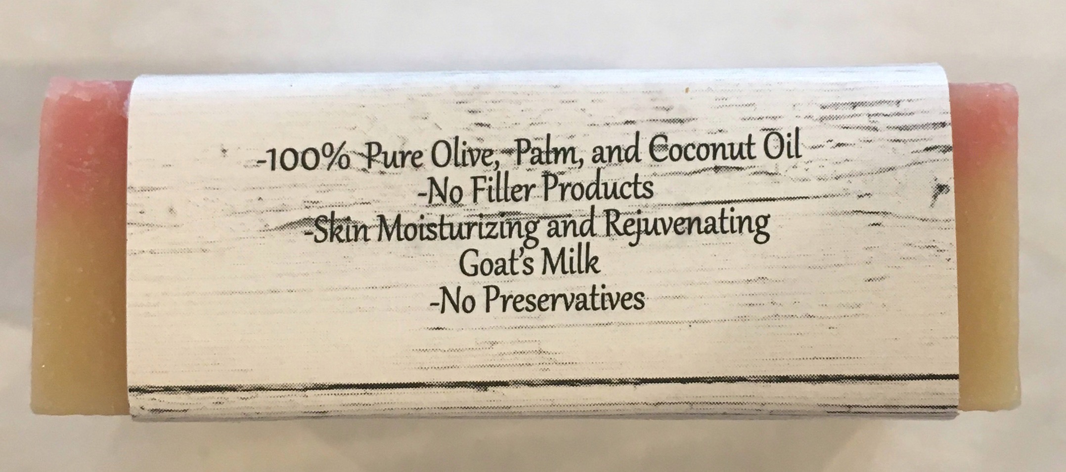 Label listing natural ingredients and benefits of a skincare product.