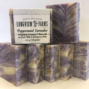 Handmade peppermint lavender soap bars from Longview 26 Farms.