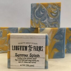Handcrafted soap bars with a Summer Splash scent from Longview Farms.