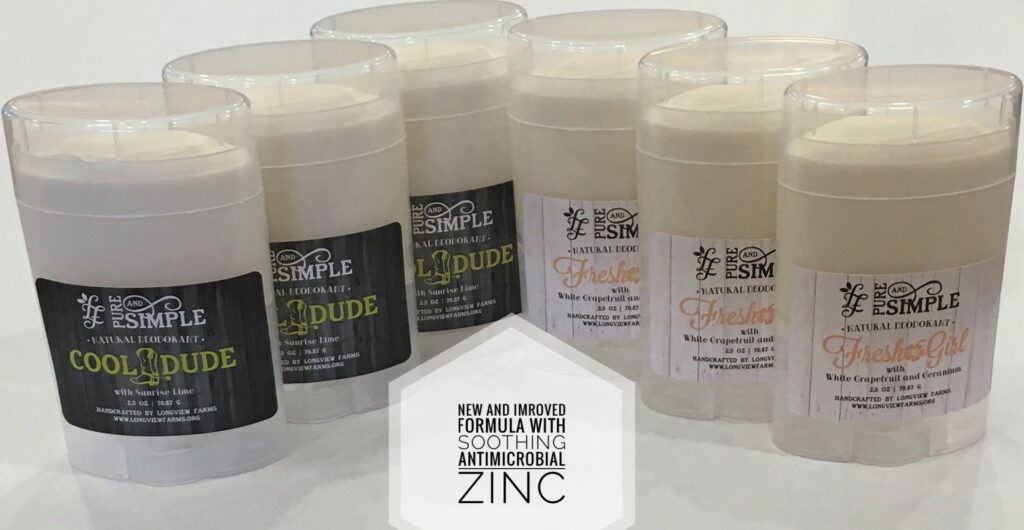 Natural deodorant sticks with zinc formula.